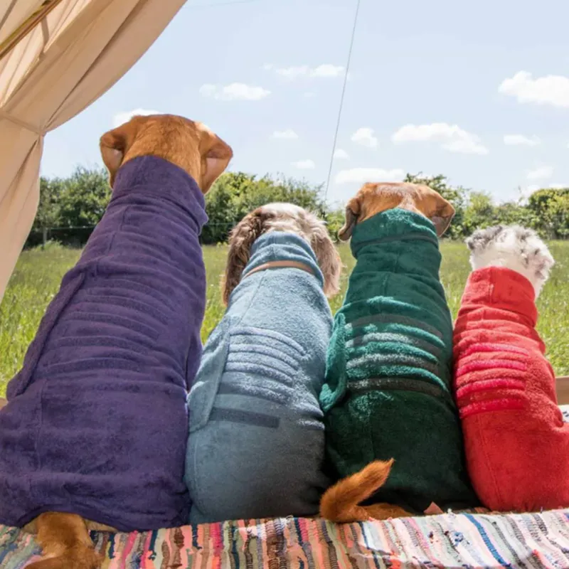 Ruff and Tumble Classic Dog Drying Coat - Forest Green-2